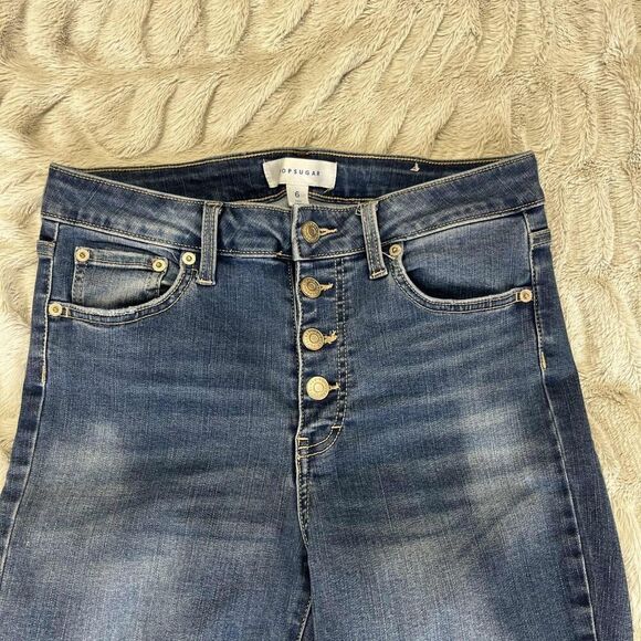 Popsugar Jeans Women 6 Skinny High Rise Button Fly Raw Hem Stretch Denim Blue - Picture 3 of 9